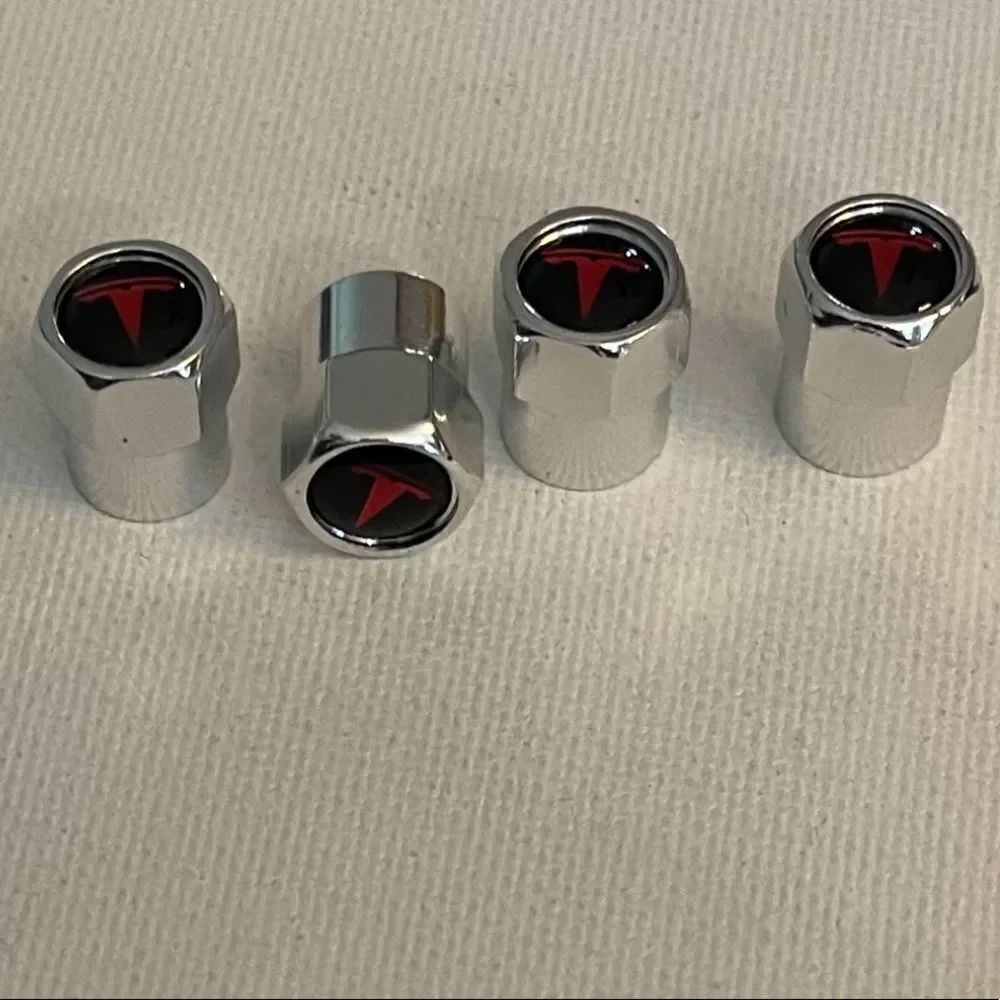Tesla valve Stem caps in Silver set of 4 NWT